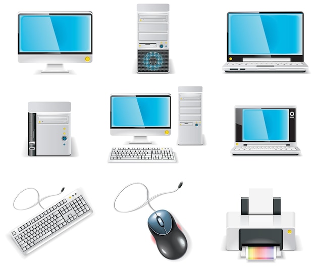 Vector white computer icon set