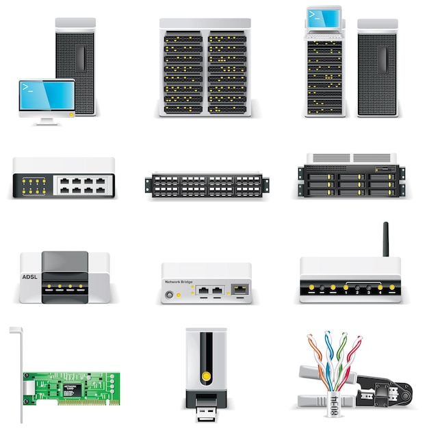 ベクトル ベクトル白いコンピューターアイコンセット