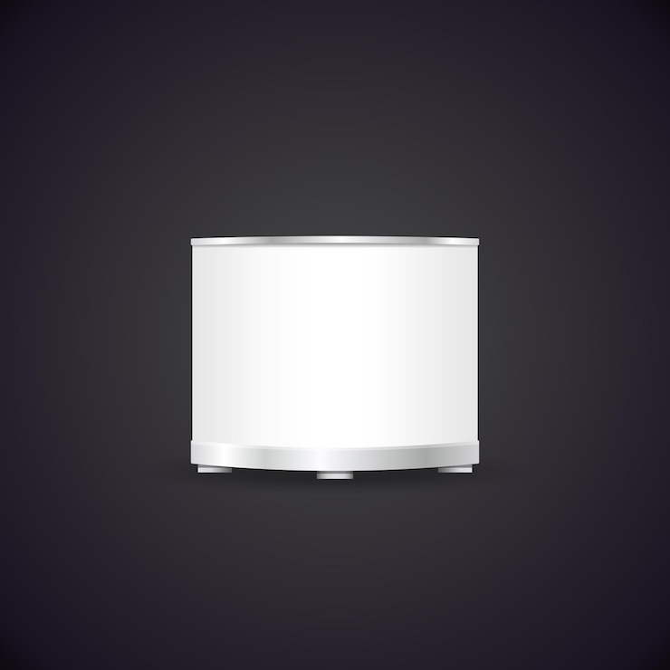 Vector vector white exhibition trade show pos pow booth mock up blank counter retail stand realistic illustration with shadow template design isolated on dark background