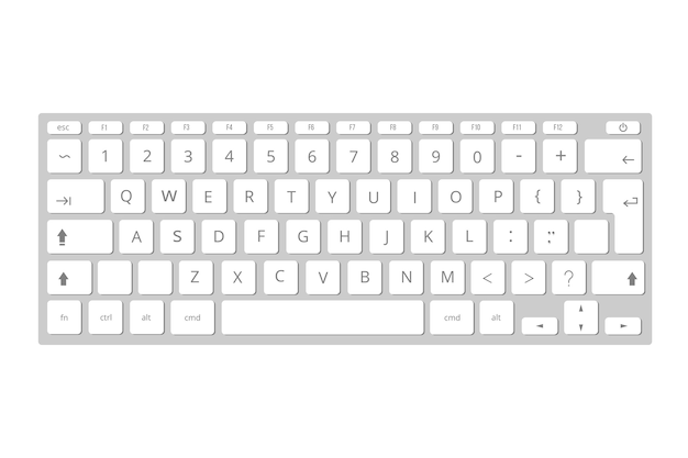 Vector white mobile computer keyboard, keypad