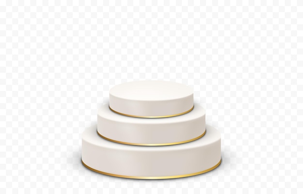 Vector white pedestal png Pedestal with golden line on isolated transparent background Podium png