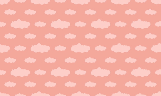 Vector white seamless pattern with pink clouds