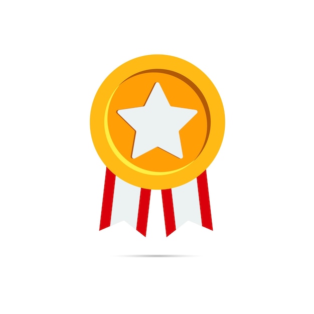 Vector white star medal