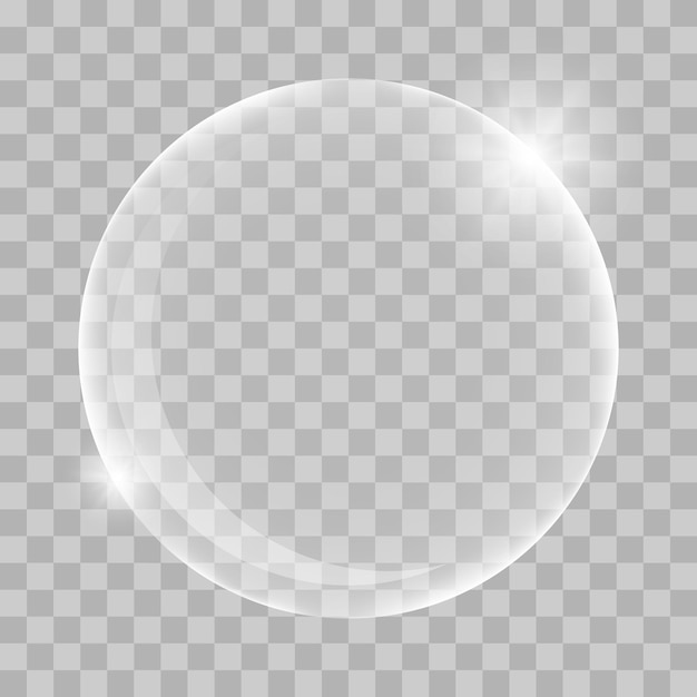 Vector white transparent glass sphere glass or ball shiny bubble glossy