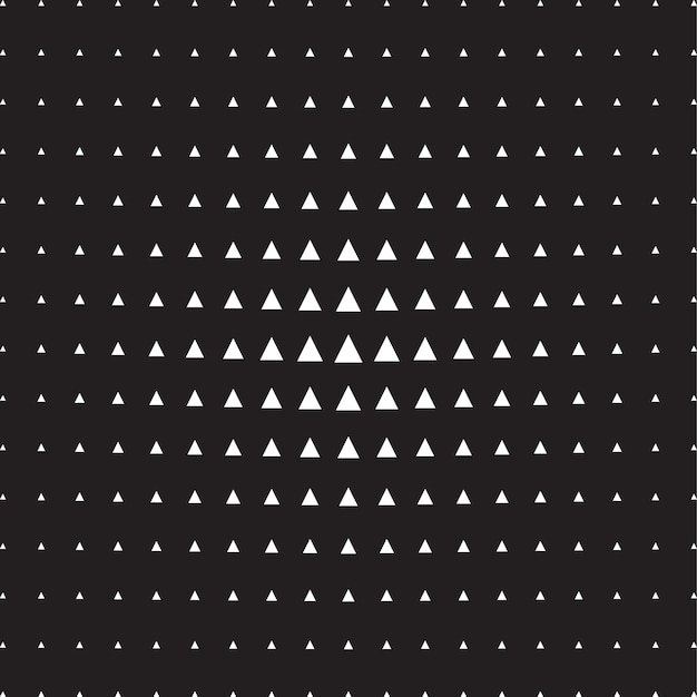 vector white triangle halftone on black background