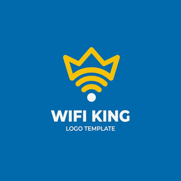 Vector wifi king network logo design template