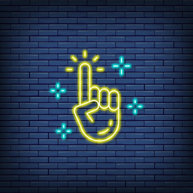 Vector wijsvinger schone hand cursor klik neon teken