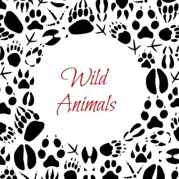 Vector wild animals footprints poster