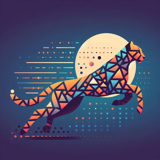 Vector wild cheetah running illustration