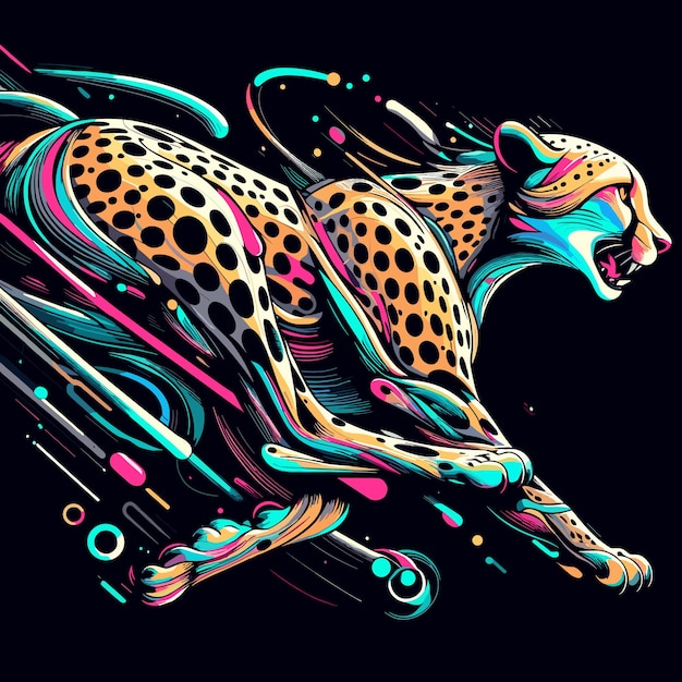 Vector wild cheetah running illustration