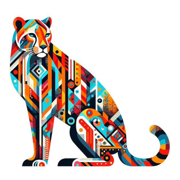 Vector wild cheetah running illustration