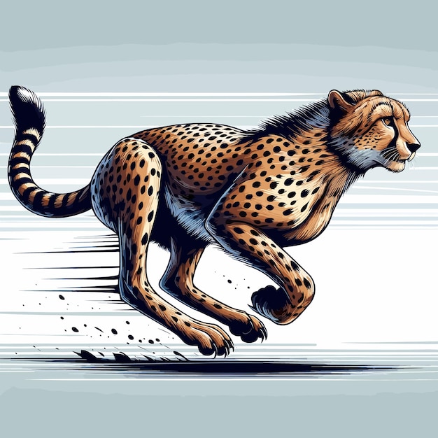 Vector wild cheetah running illustration