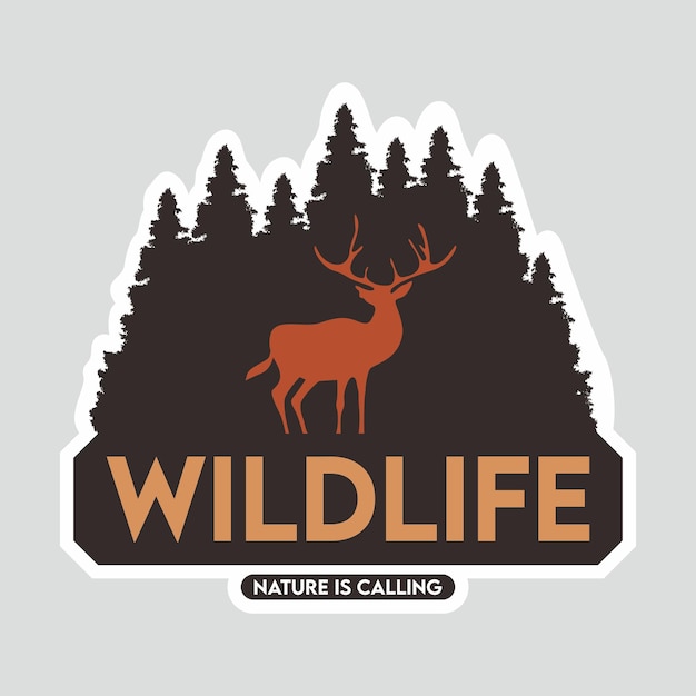 vector wild leven herten en bos logo-ontwerp