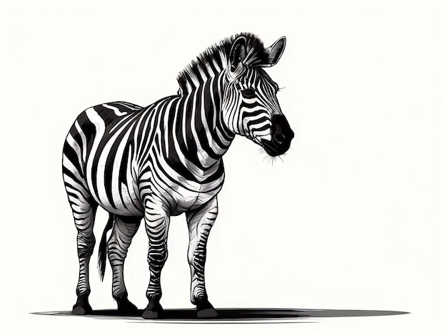 Vector vector wild zebra standing alone on white background isolated