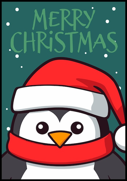 Vector Winter Animals on Merry Christmas Penguin Cards