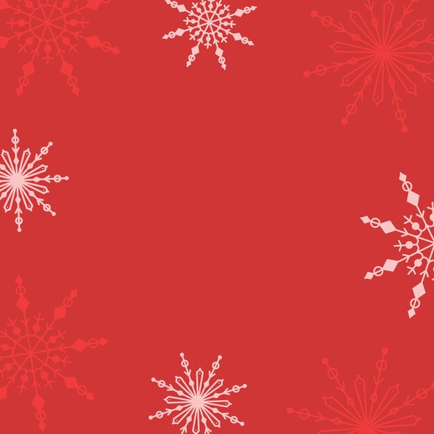 Vector winter background with different snowflakes New Year and Christmas greeting card in red