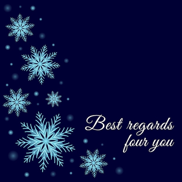 Vector winter background with glowing dots and snowflakes Celebrations greeting card