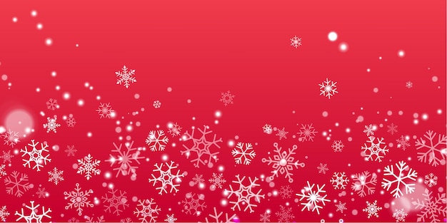 Vector winter holiday snowfall background white flat line flying snowflakes at the bottom banner