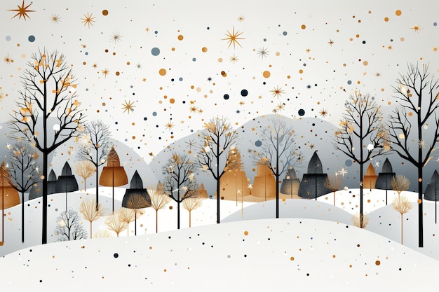 冬の夜星空と森のベクトルの背景