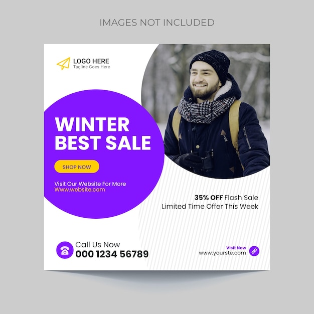 Vector winter sale social media post template