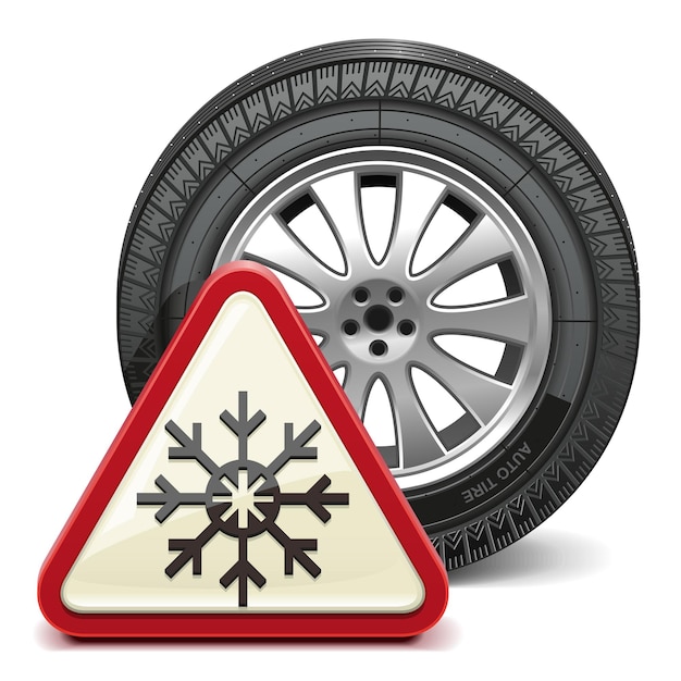 Vector vector winter tire with sign