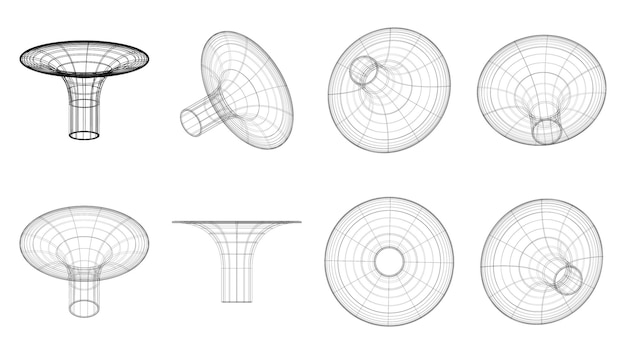 vector wireframe element design black hole or wormhole model
