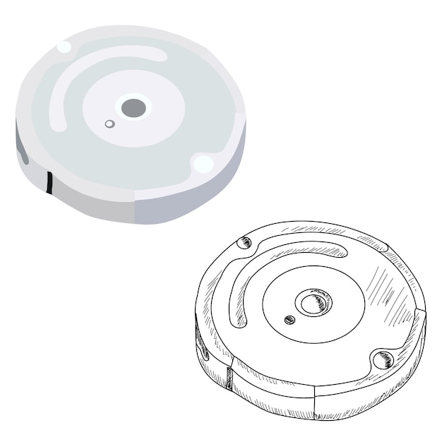Vector witte achtergrond techniek robot stofzuiger