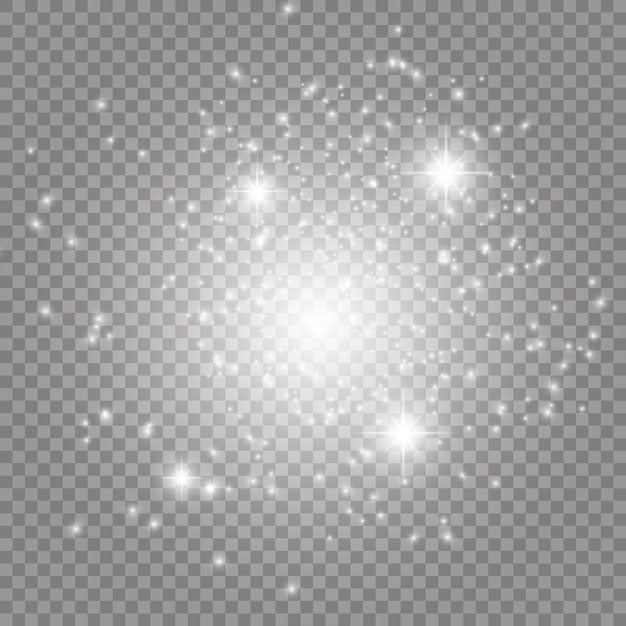 Vector vector witte glitter golf abstracte illustratie witte ster stof trail fonkelende deeltjes geïsoleerd op transparante achtergrond magic concept