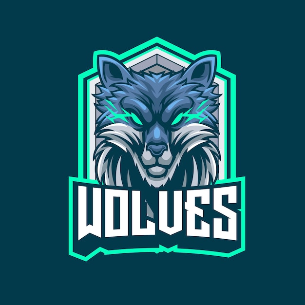 Vector wolf mascot logo template for esport and sport logo team