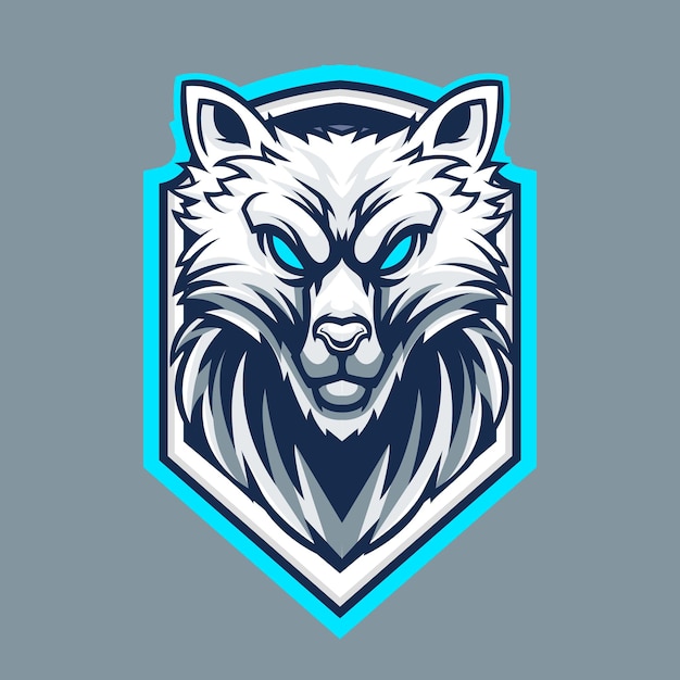 Vector wolf mascotte logo sjabloon voor esport en sport logo team