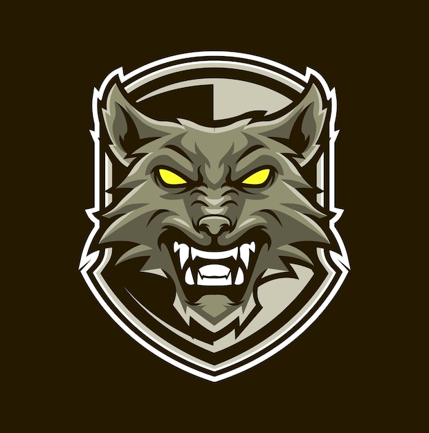 Vector wolf mascotte logo sjabloon voor esport en sport logo team