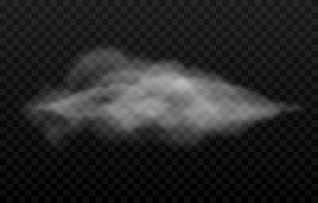 Vector wolk van rook of mist mist of wolk op een geïsoleerde transparante achtergrond rook mist wolk