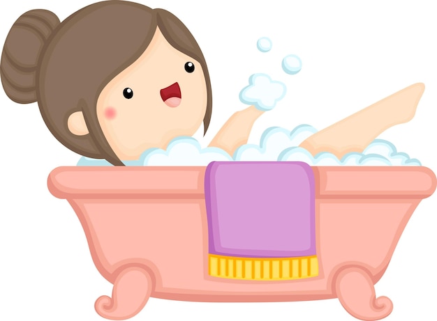 A vector of a woman in a bathtub