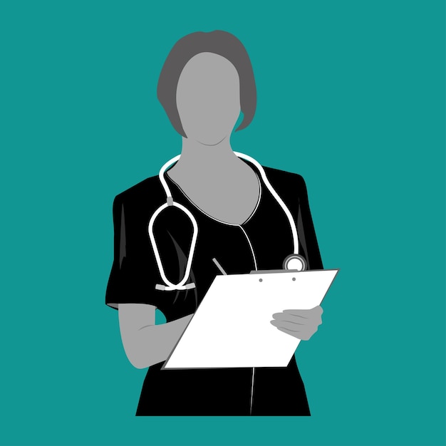 Vector a woman doctor registering silhouette