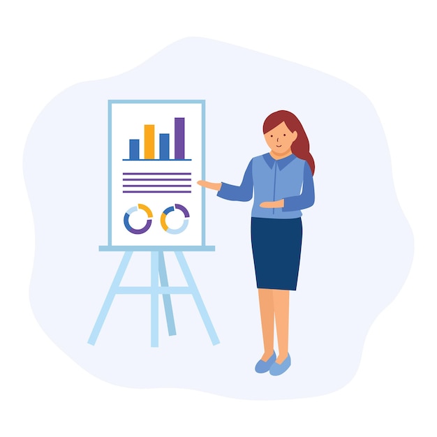 vector woman doing business presentation