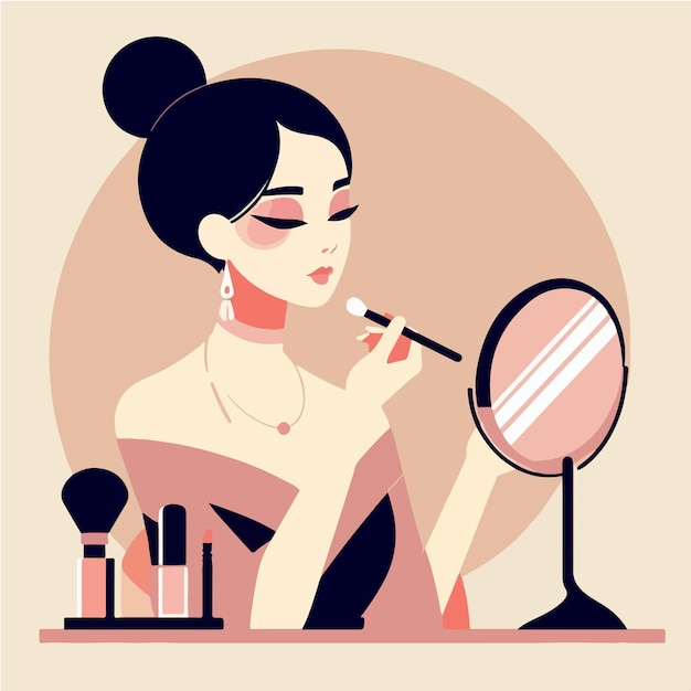 vector woman doing make up