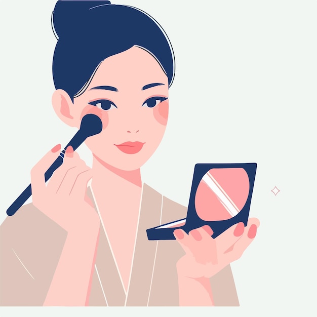 Vector woman doing make up