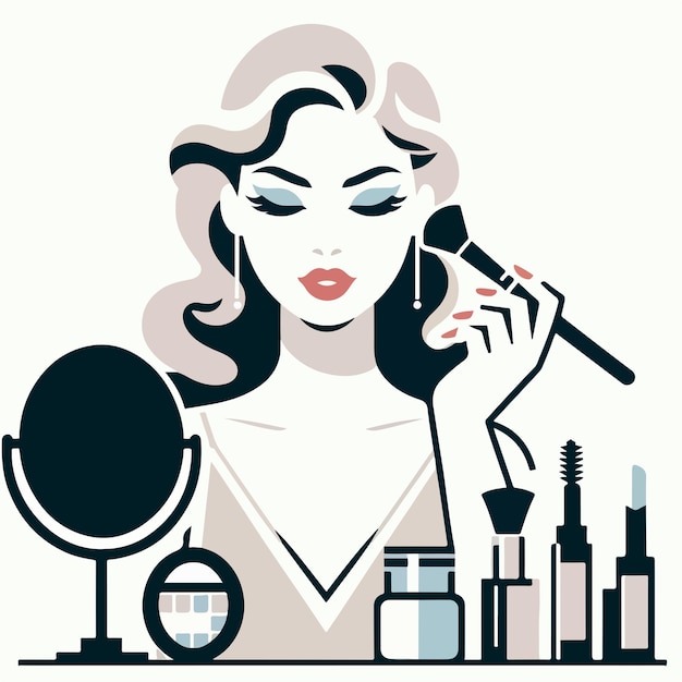 Vector vector woman doing make up