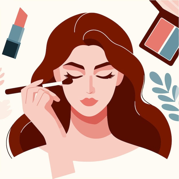 Vector woman doing make up