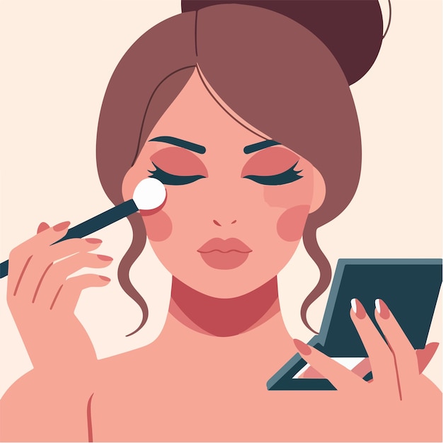 vector woman doing make up