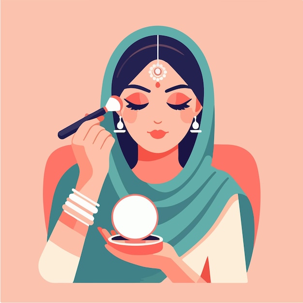 Vector woman doing make up