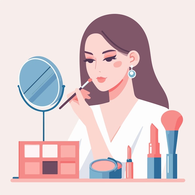 Vector woman doing make up