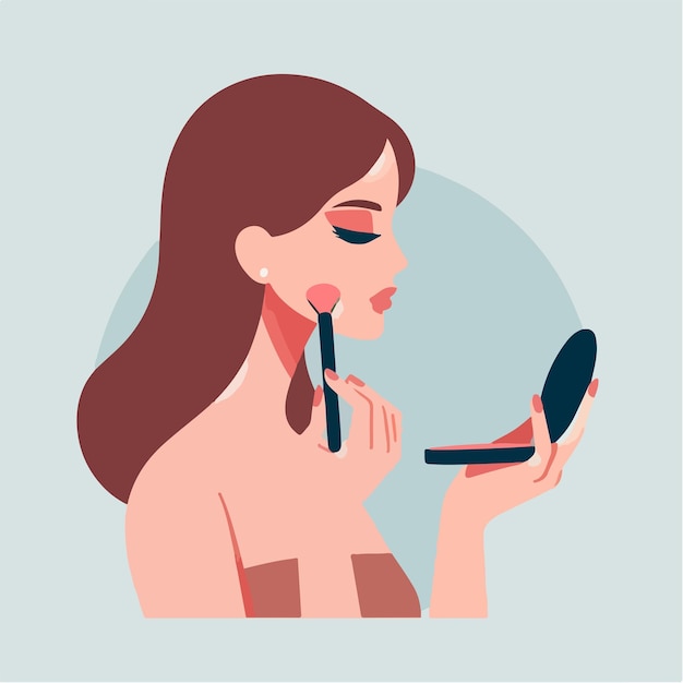 vector woman doing make up