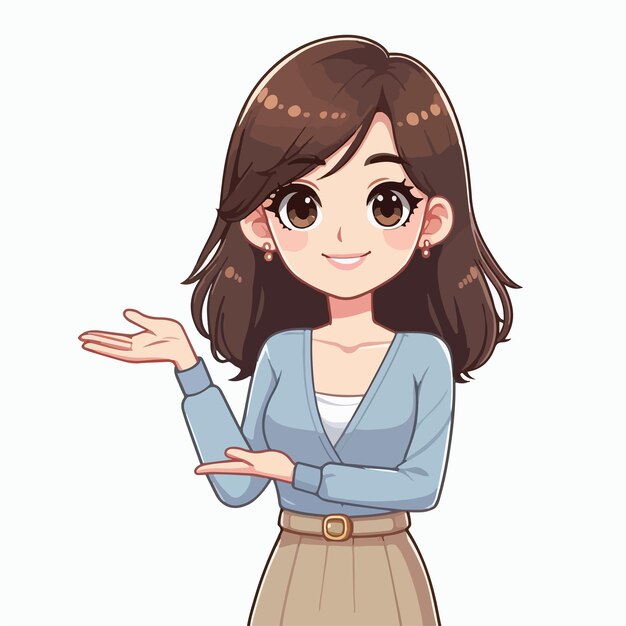 Vector vector woman makes cartoon illustration of hand guide gestures