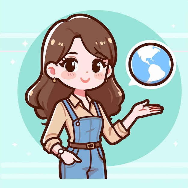 Vector vector woman makes cartoon illustration of hand guide gestures