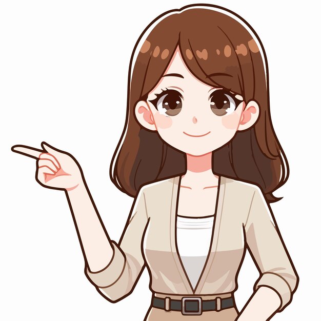 Vector vector woman makes cartoon illustration of hand guide gestures
