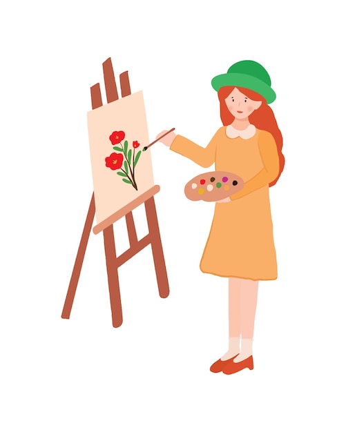 Vector woman painting illustration concept