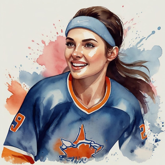 Vector a woman playing hockey ball