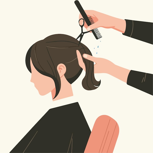 Vector of a woman shaving her hair in a flat design style