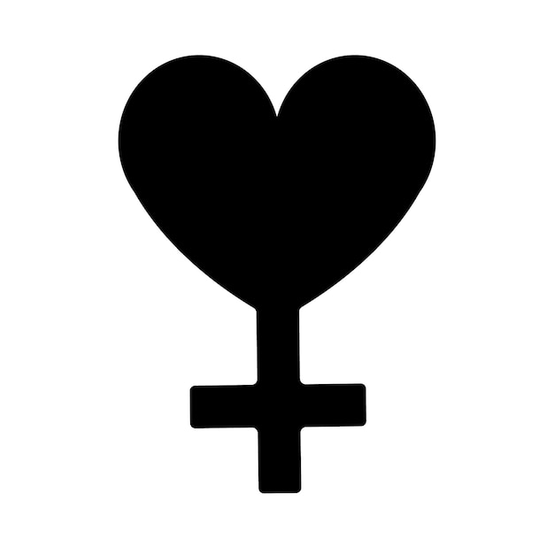 Vector woman venus symbol silhouette with heart